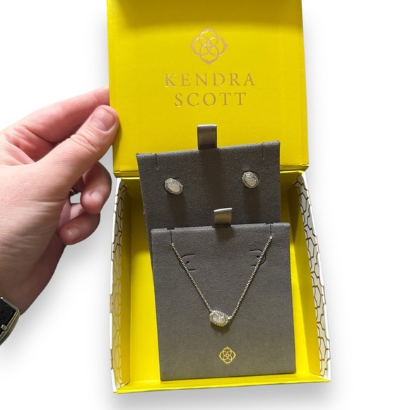 Kendra Scott Chelsea Drusy Necklace & Cade Earrings Gift Set NEW - Picture 12 of 12
